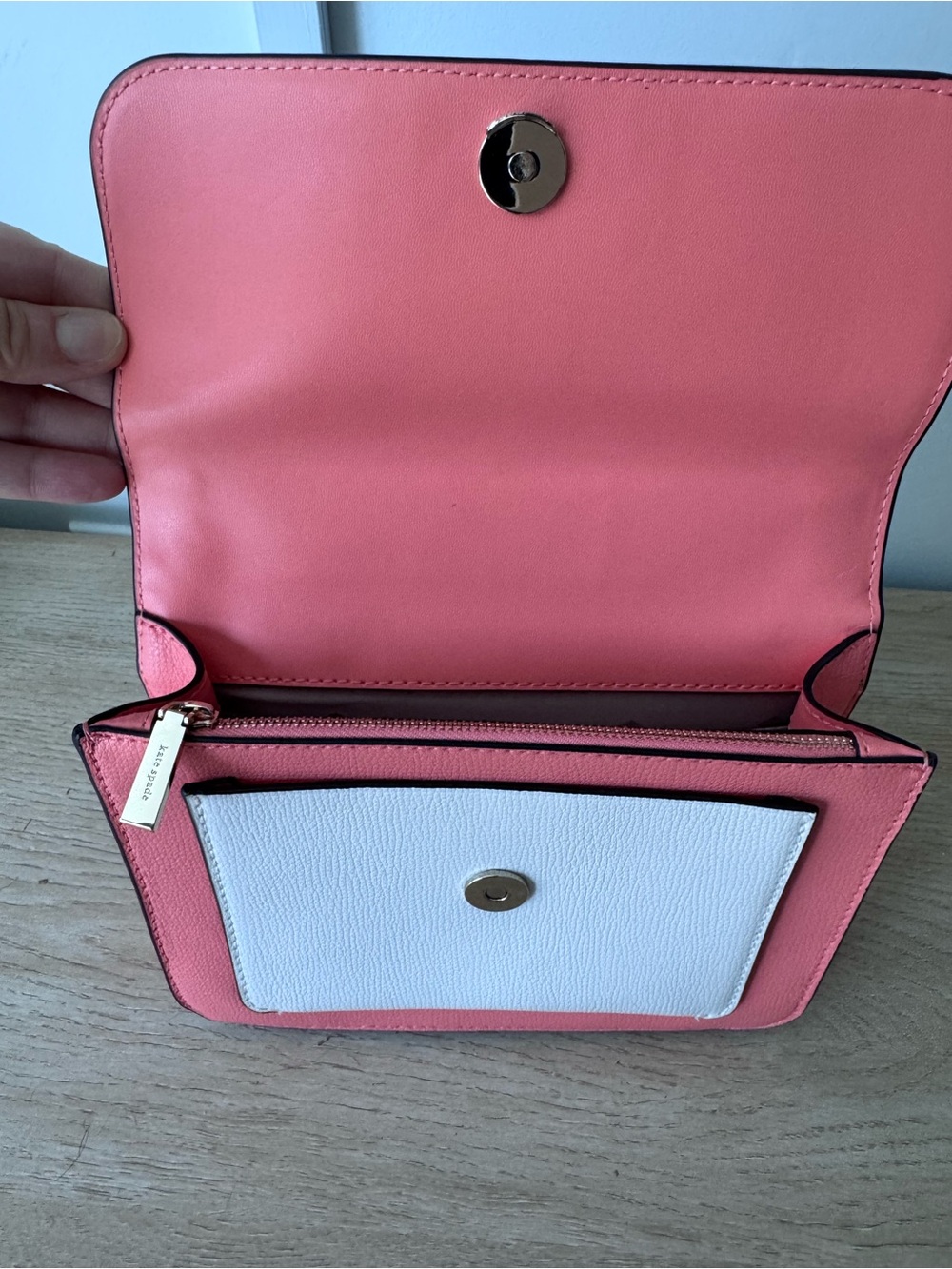 kate spade Teal, White & Pink Leather Colorblock Crossbody - Picture 4 of 5